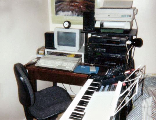 my bedroom complete with musical equipment